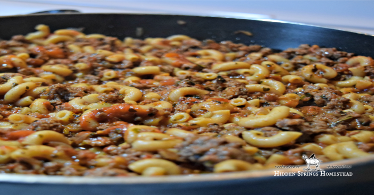 goulash in a pan ready to eat