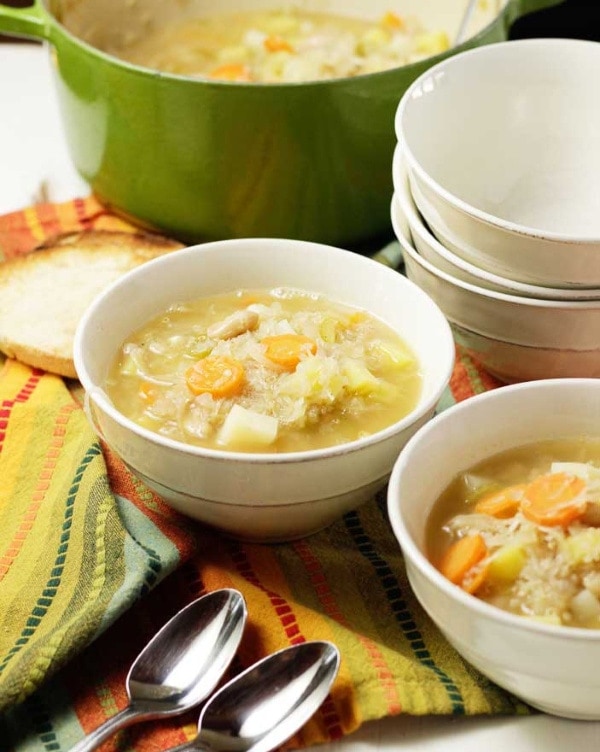 Easy Creamy Vegan soup using Sauerkraut 