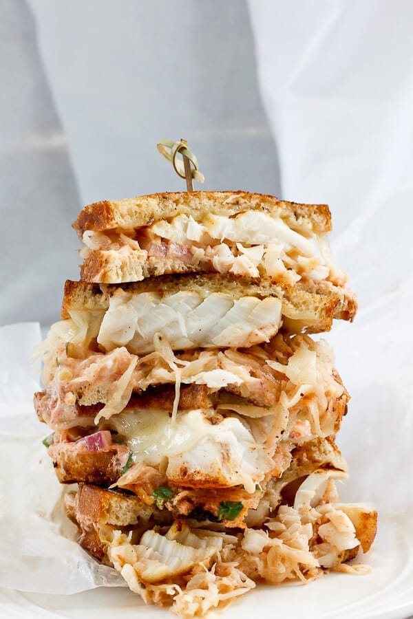 Triple Layer Cod and Sauerkraut Sandwich 