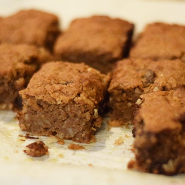 homemade brownies on a platter ready to eat