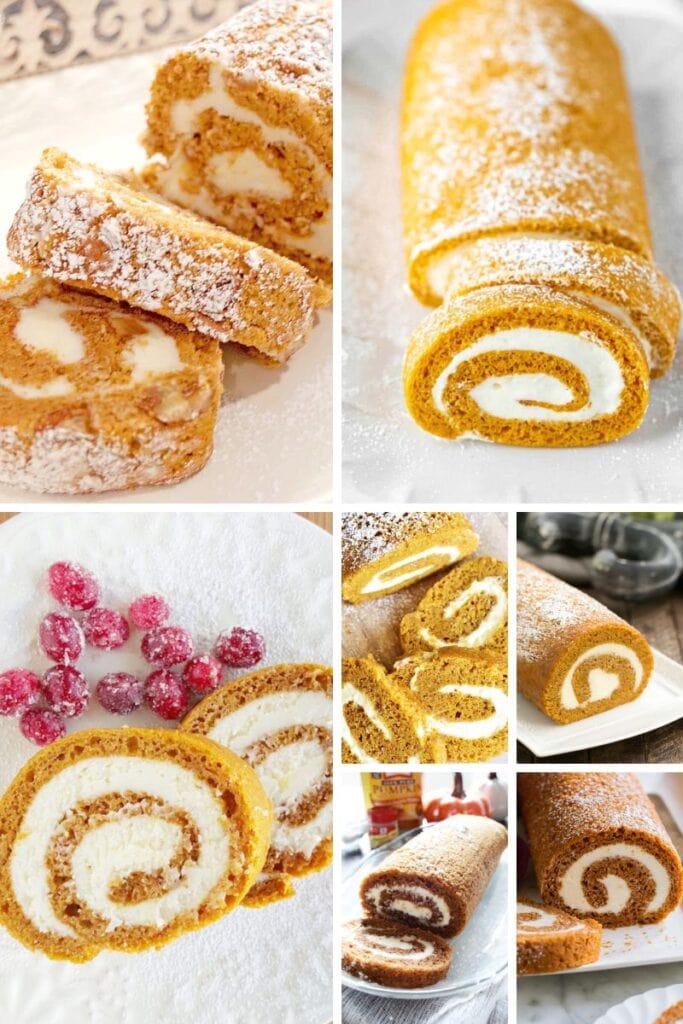 collage of pumpkin rolls