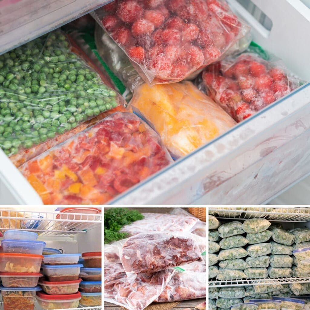 collage of frozen foods